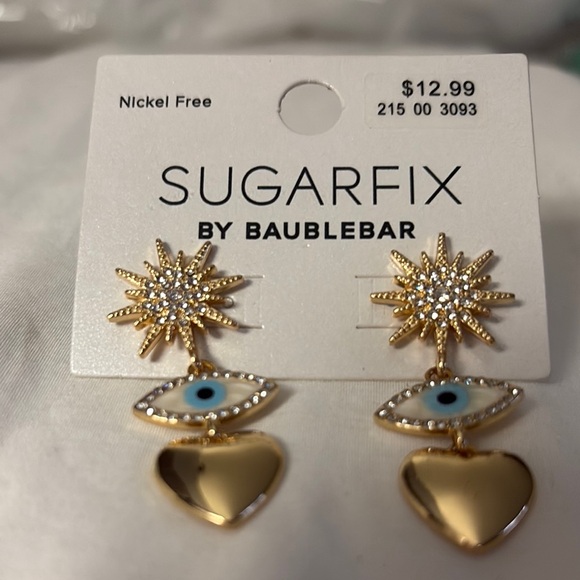 SUGARFIX BY BAUBLEBAR Gold and Blue Eye/Heart/Starburst Earrings - Picture 3 of 3